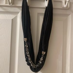 New without Tags Black Necklace Scarf with Beads